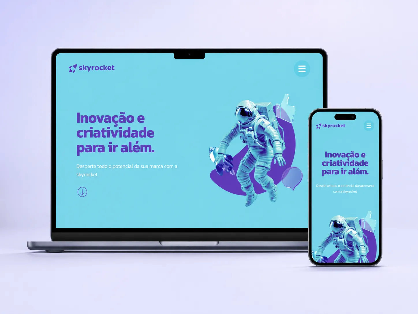Página de portfólio do site institucional da Agência Skyrocket, agência de branding e marketing digital.